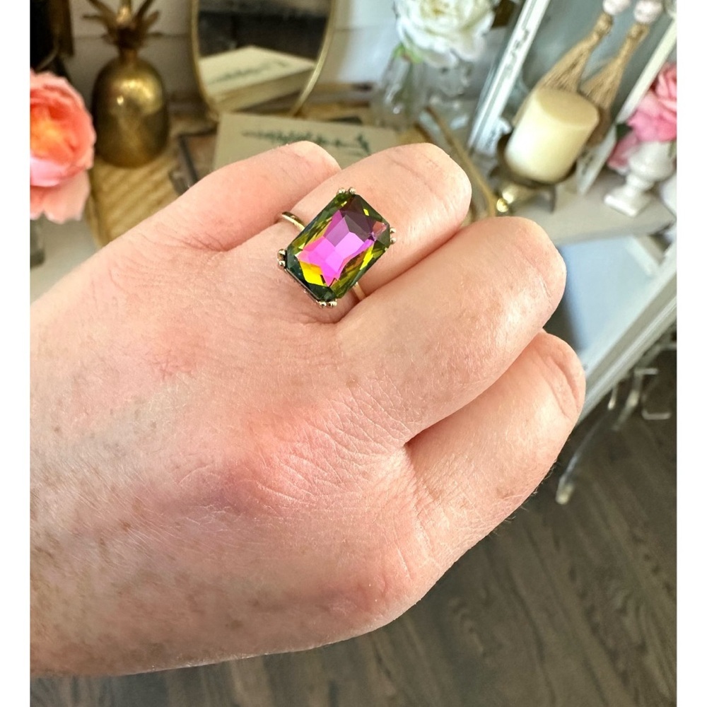 Multicolor Rectangle Stone ring - Picture 3 of 4